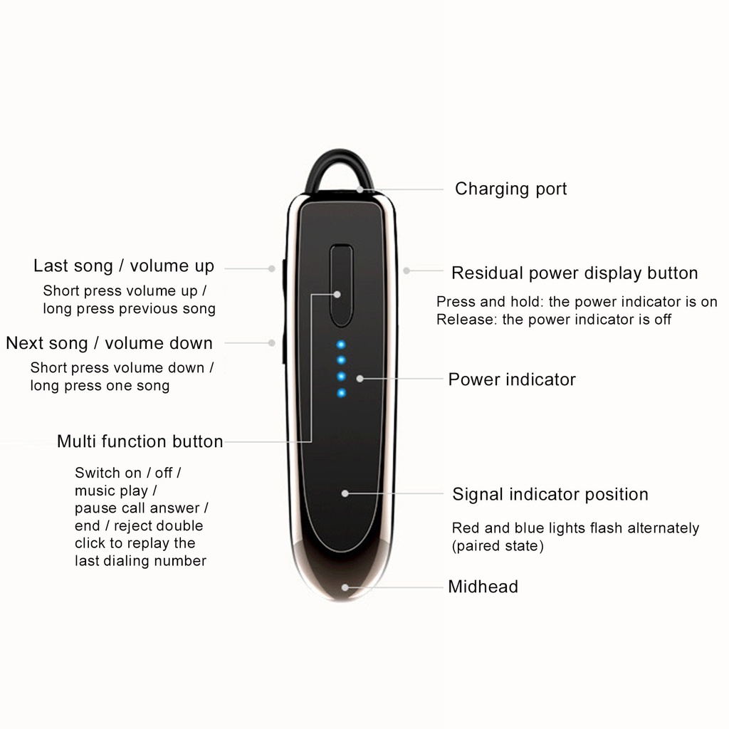 Tai nghe bluetooth nhét tai một bên K23 2022 NEW cao cấp | Mic 5.0, pin 260 mAh nghe nhạc lên đến 12h, đàm thoại 20h