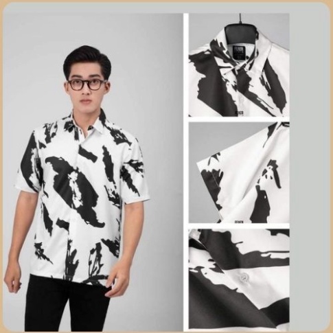 Áo sơ mi cộc tay nam , vải lụa form regular Dvin_fashion