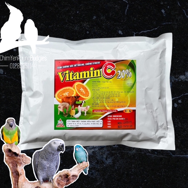 Vitamin C 20% dạng bột mịn - bổ sung Vitamin, kích thích thèm ăn cho vật nuôi.