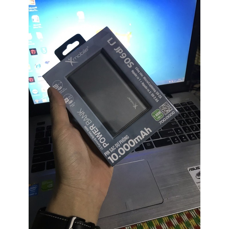 ]sạc dự phòng 10.000 mAh Xmobile LJ JP90S Nhôm Xám