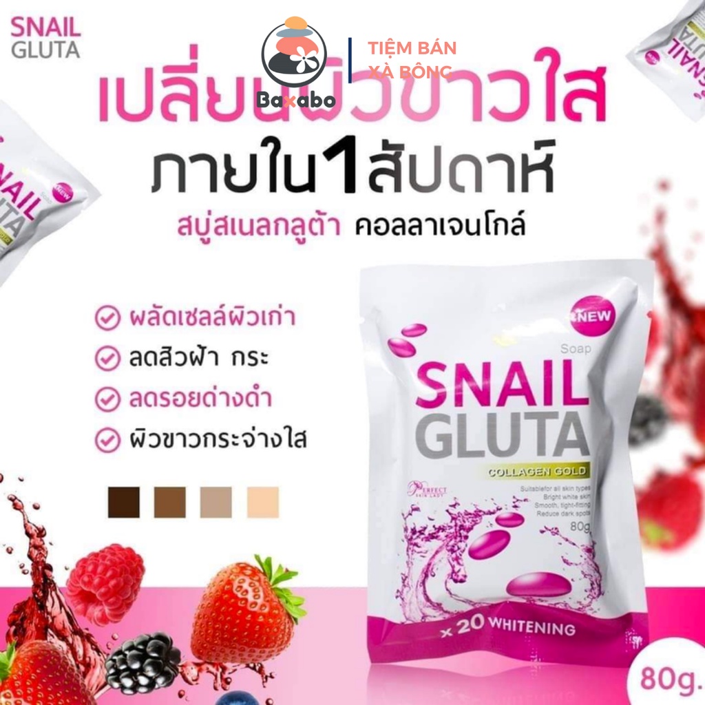 XÀ PHÒNG TRẮNG DA SNAIL GLUTA COLLAGEN THÁI LAN 80GR - XÀ PHÒNG DƯỠNG TRẮNG DA ỐC SÊN GLUTA COLLAGEN