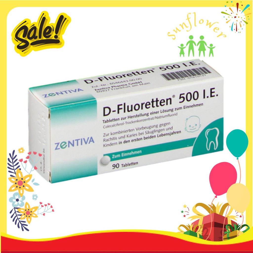 Vitamin D Zentiva Fluoretten 500 IE Đức 90 viên hỗ trợ phát triển chiều cao cho bé