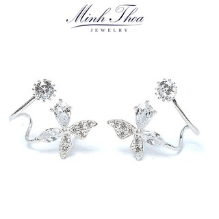 Bông tai nữ bạc 925, khuyên tai bạc nữ hình cánh bướm đẹp dáng kẹp vành  Minh Thoa JEWELRY