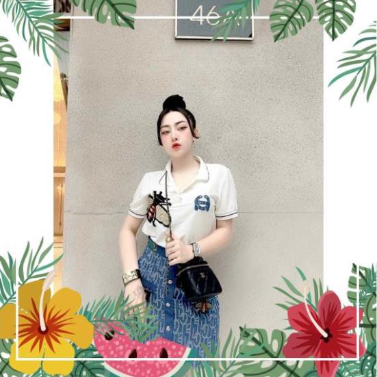 SET VÁY G.C THÊU ONG MIX CHÂN VÁY KAKI THÔ