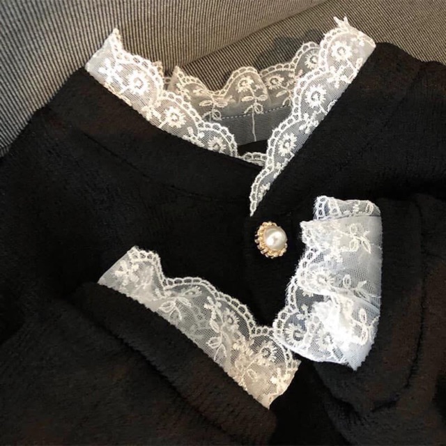 (Có sẵn) Áo len viền ren tiểu thư / Khoác cardigan len Quảng Châu (có ảnh thật) | BigBuy360 - bigbuy360.vn
