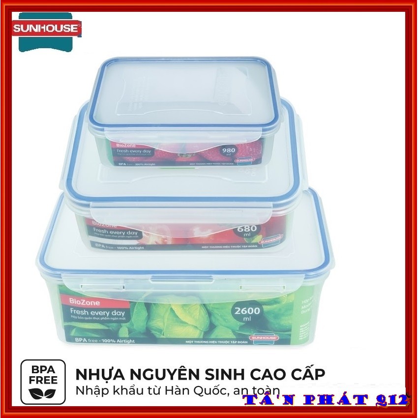 BỘ 3 HỘP BẢO QUẢN THỰC PHẨM NGĂN MÁT BIOZONE TIỆN LỢI
