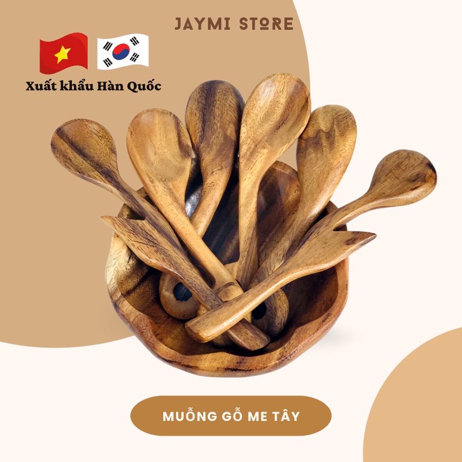 Muỗng/Thìa Gỗ cây Me Tây dùng để ăn cơm, ngũ cốc, salad, sữa chua hoa quả siêu bền, chắc chắn Wood