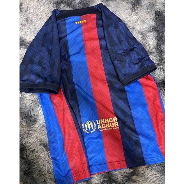 Set bộ quần áo thể thao bóng đá nam nữ clb barca vải gai mịn 2022 2023 logo thêu đầy đủ