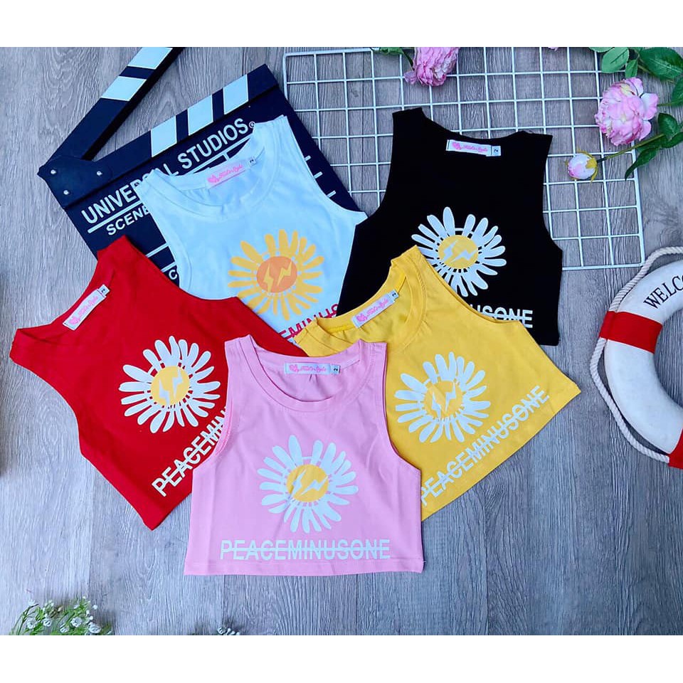 Áo Crop Top Bé Gái Và Mẹ Form Ba Lỗ in Hoa Cúc - AA015