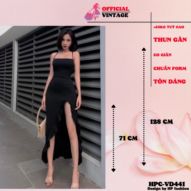 Đầm body nữ hở lưng xẻ tà màu đen, váy đan dây sang chảnh dự tiệc VD441