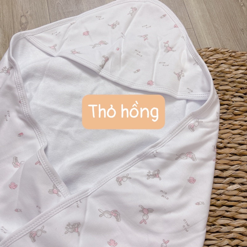 Khăn ủ sơ sinh MioMio 2 lớp thu đông ( Tấm quấn Mio, chăn ủ mio) 80x80cm