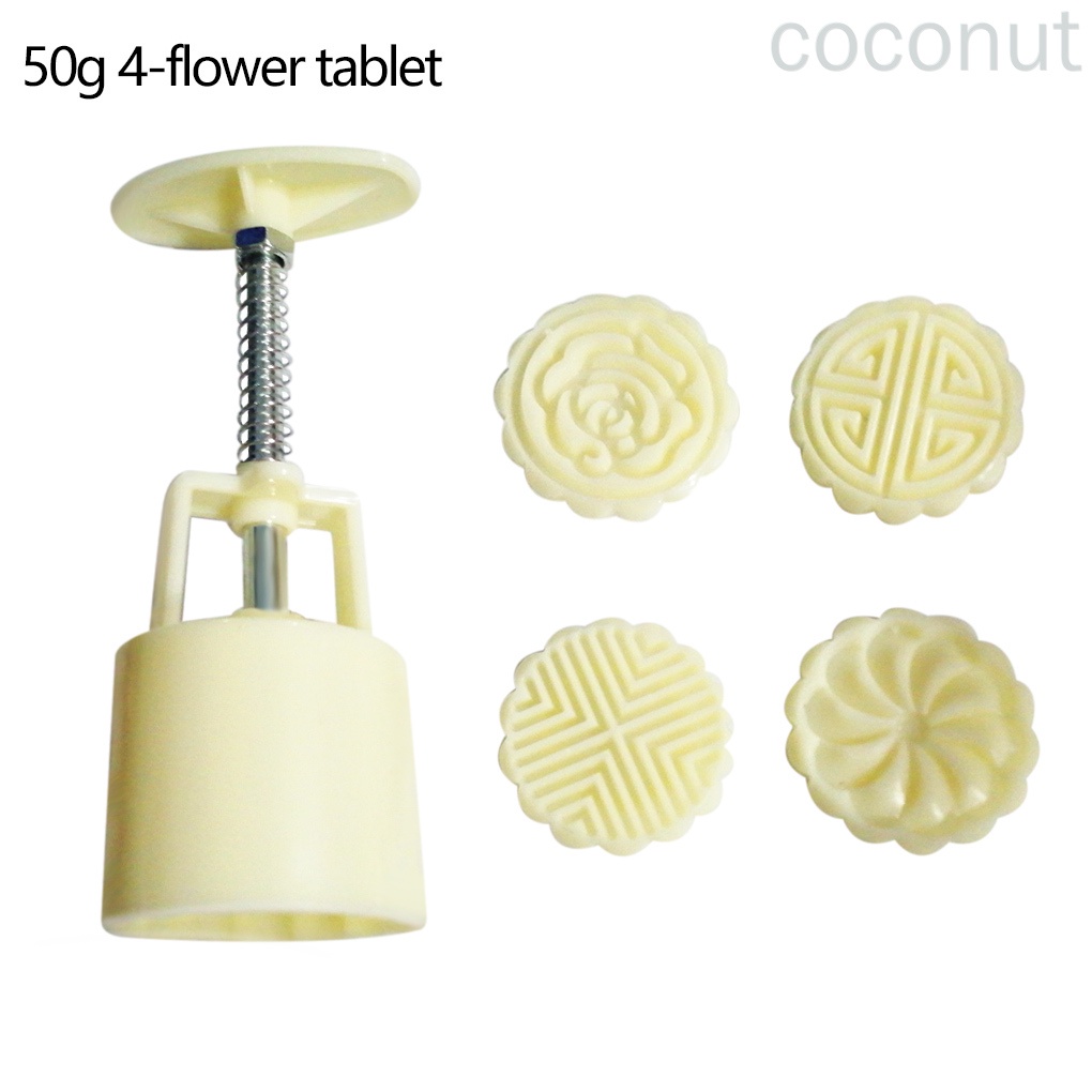 Khuôn Nhấn Tạo Hình Bánh Trung Thu / Bánh Quy / Bánh Trung Thu / Bánh Ngọt / Bánh Trung Thu Hình Tròn 50g / 4 Cánh