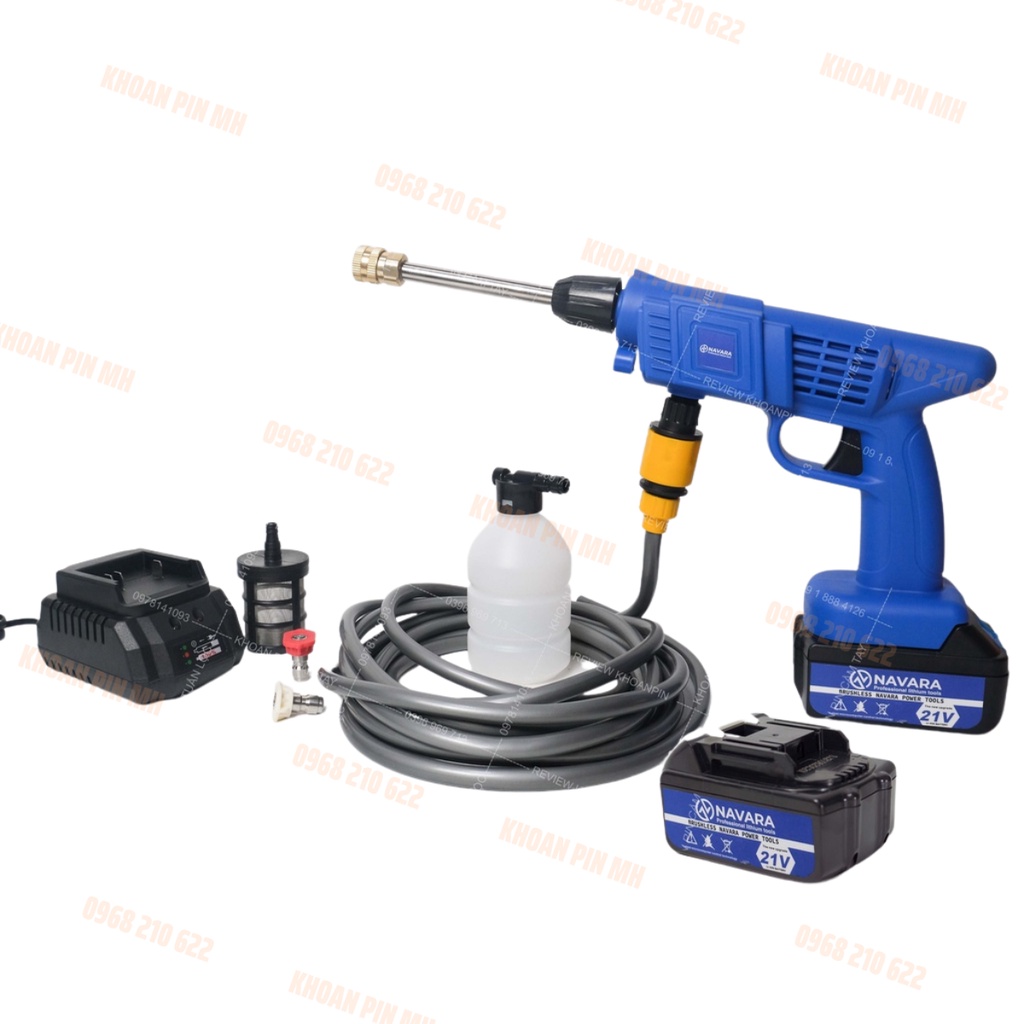 Máy rửa xe pin Navara 21v, súng rửa xe áp lực cao, xịt rửa xe gia đình