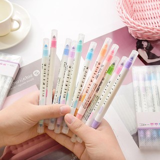 Bút dạ đánh dấu 2 đầu 12 màu cho học sinh