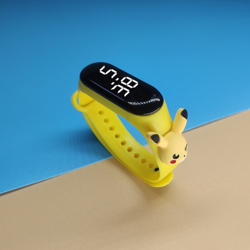 【Hàng Có Sẵn】Đồng Hồ Đeo Tay Kỹ Thuật Số LED Hình Pikachu Mickey Doraemon Trẻ Em