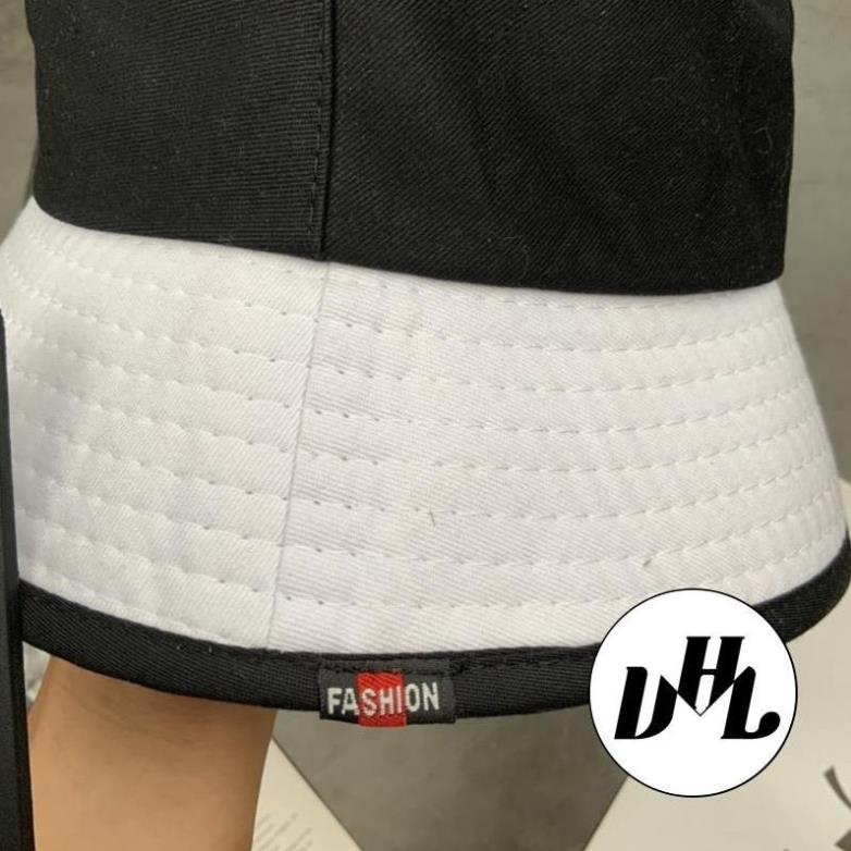 Mũ Bucket Phối Đen Trắng Unisex Mạc PANDA Tam Giác Form Cụp Thời Trang Nam Nữ
