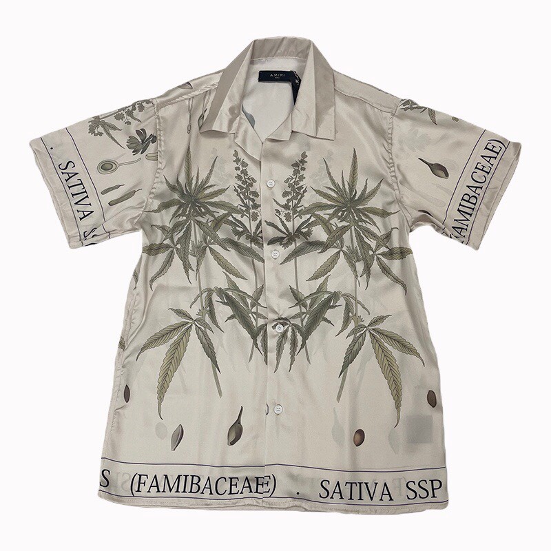 Áo sơ mi Amiri botanical leave cream shirt ss21