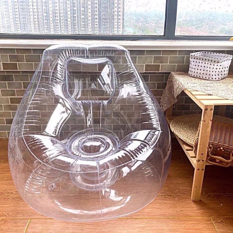 Ghế hơi lười bơm hơi không khí decor phòng- trong suốt - kèm bơm chân