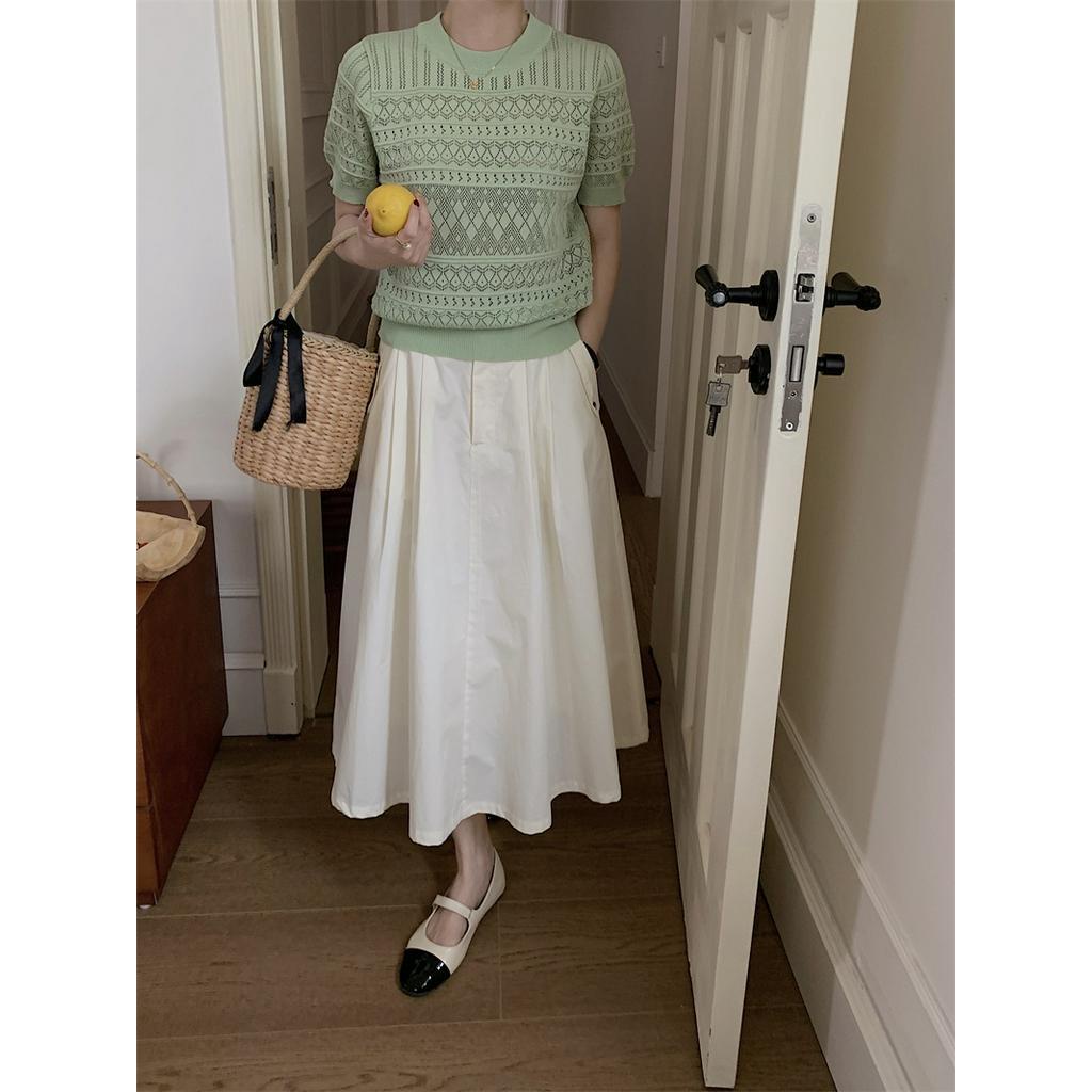 61206 Áo Ngắn Tay Đan Rỗng