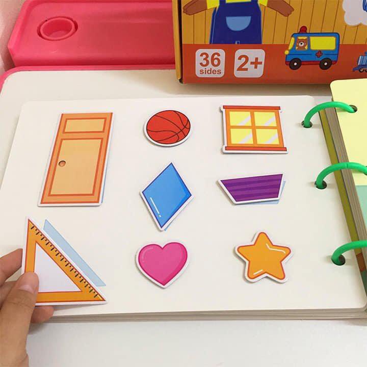 Đồ Chơi Giáo Dục Sớm Cho Bé, Bảng Bận Rộn Quiet Book, Bóc Dán, Học Liệu Bóc Dán Thông Minh 17 Chủ Đề kèm túi đựng