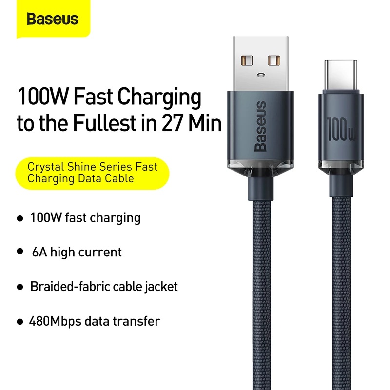 Dây sạc nhanh type C 100w - Cáp baseus bảo vệ dây sạc tối đa thiết kế độc đáo cho  Samsung oppo xiaomi huawei ...