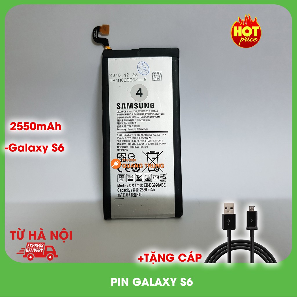 Pin sam-sung galaxy S6, 2550mAh chuẩn zin