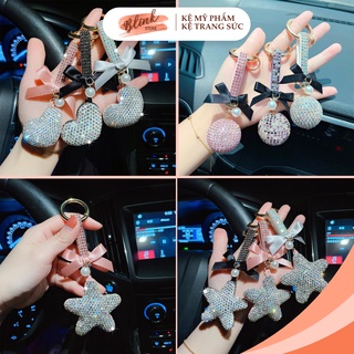 Móc khóa ô tô, túi xách, balo dây da đính đá lấp lánh, phụ kiện sang chảnh