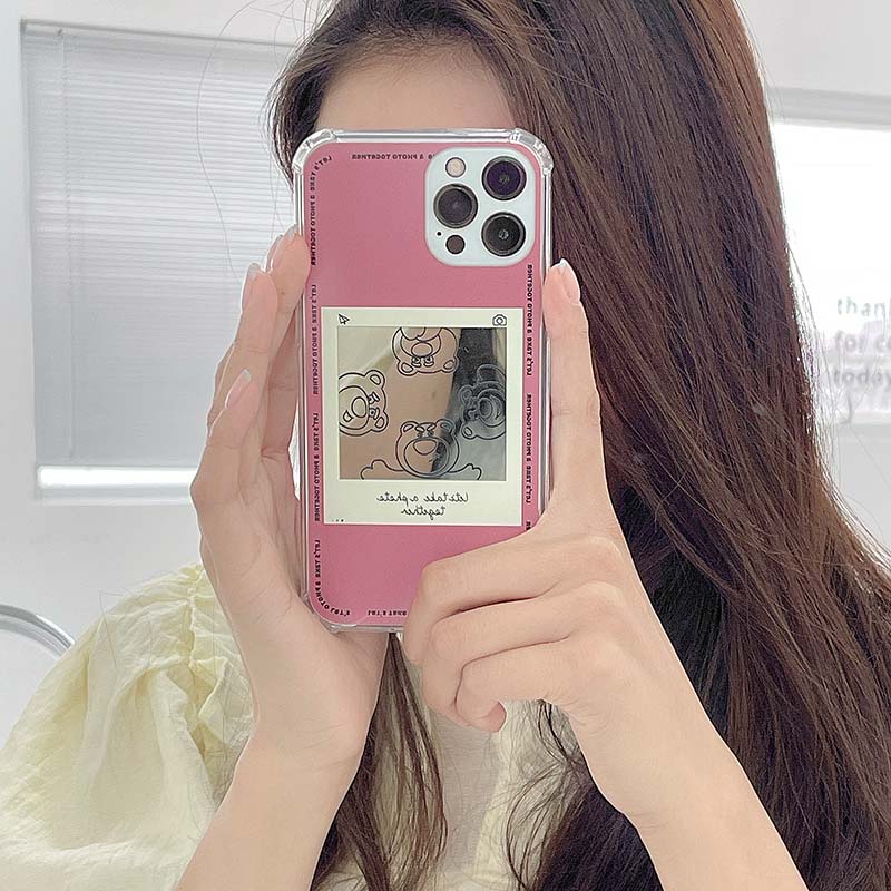 Ốp Điện Thoại Tpu Silicon Mềm Chống Bụi Chống Sốc Hình Gấu Và Dâu Tây Cho Iphone7 8 11 12 Pro Max Plus X Xs Xr Xsmax