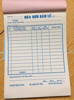 Hoá đơn bán lẻ 2 liên 100 tờ (khổ 13x19cm)