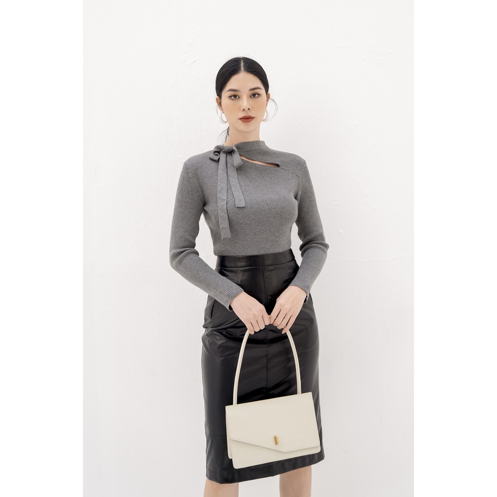 Áo len nữ tay dài cổ nơ Eva de Eva 20AALE036G