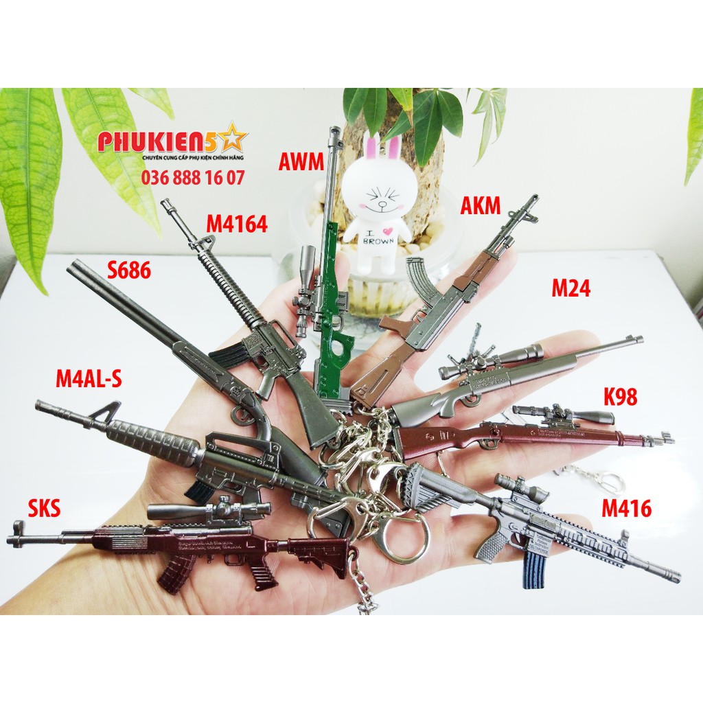 Móc khóa PUBG mã SKS / M4AL-S / S686 / M4164 / AWM / AKM / M24 / K98 / M416 - Hợp Kim Không Gỉ - sơn tĩnh điện cực bền