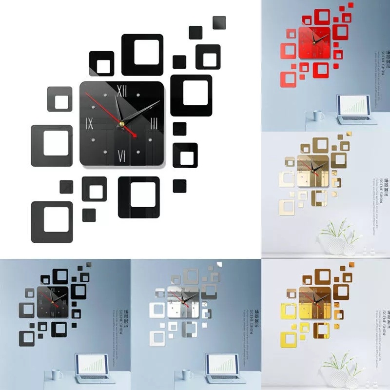 Đồng Hồ Dán Tường Tráng Gương 3d