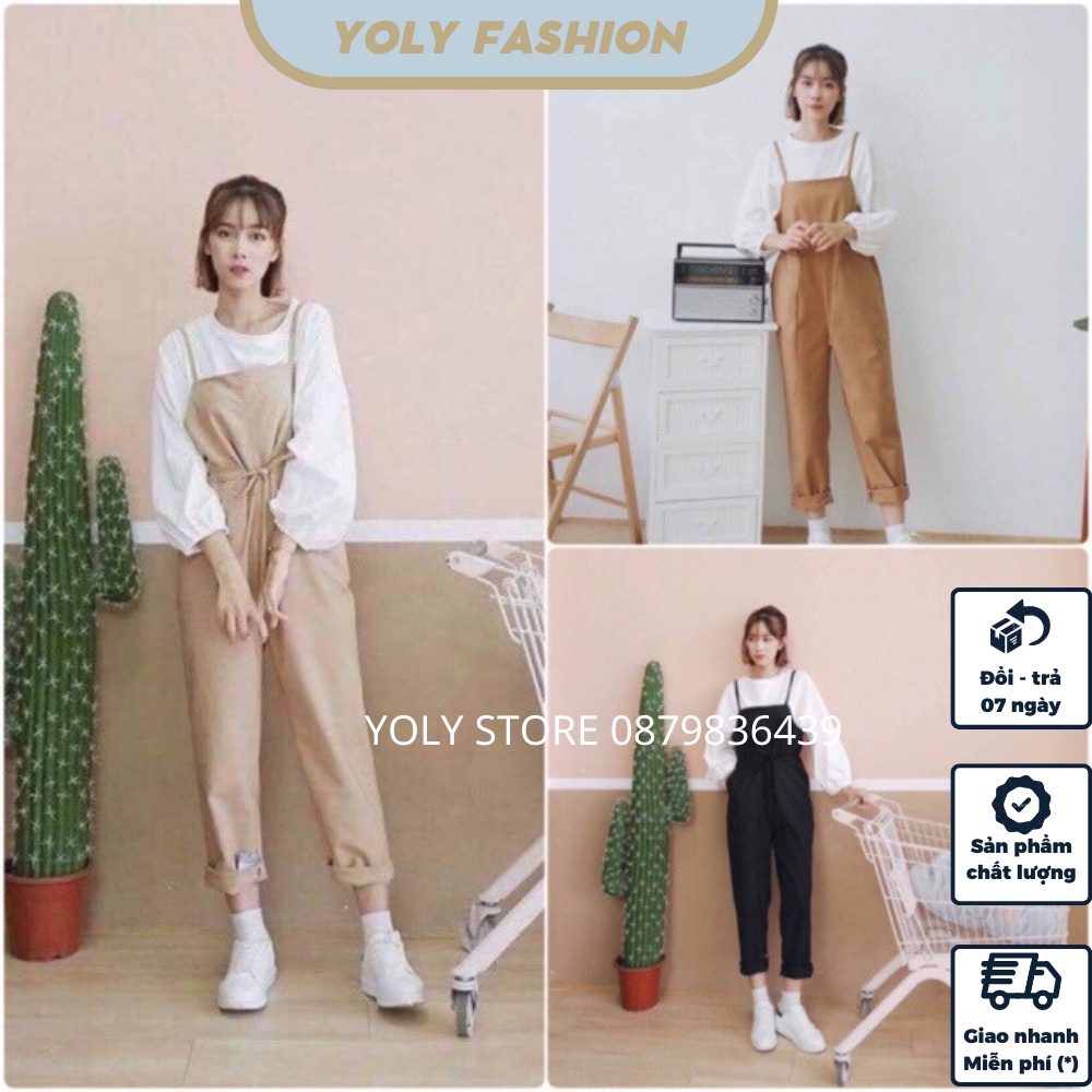 Set Quần Yếm Kaki, Quần Yếm Kaki Dây Rút Kèm Áo Dài Tay Bo Vải Đẹp Phong Cách Uzang Trẻ Trung Năng Động
