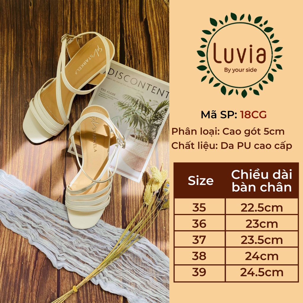 Sandal cao gót nữ 5p đế vuông thời trang 2022 xăng đan Luvia 18CG