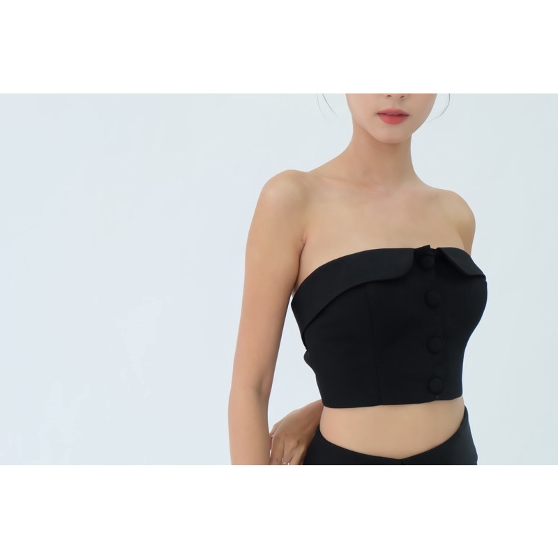 DELADE | Set áo cúp ngực có mút nâng kèm chân váy nút bọc và Blazer croptop sang chảnh, quyến rũ | Joyce Set