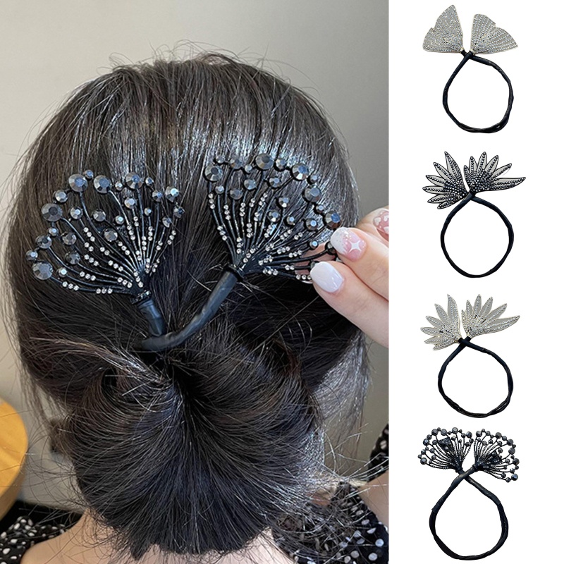 Kẹp Tóc Dạng Xoắn Đính Nơ Lấp Lánh Cho Nữ