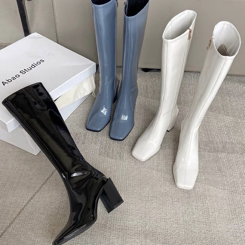 (Order) Bốt đùi da bóng gót 7cm⚡️Andu Store⚡️(Video,ảnh thật) Bốt cao cổ Quảng Châu