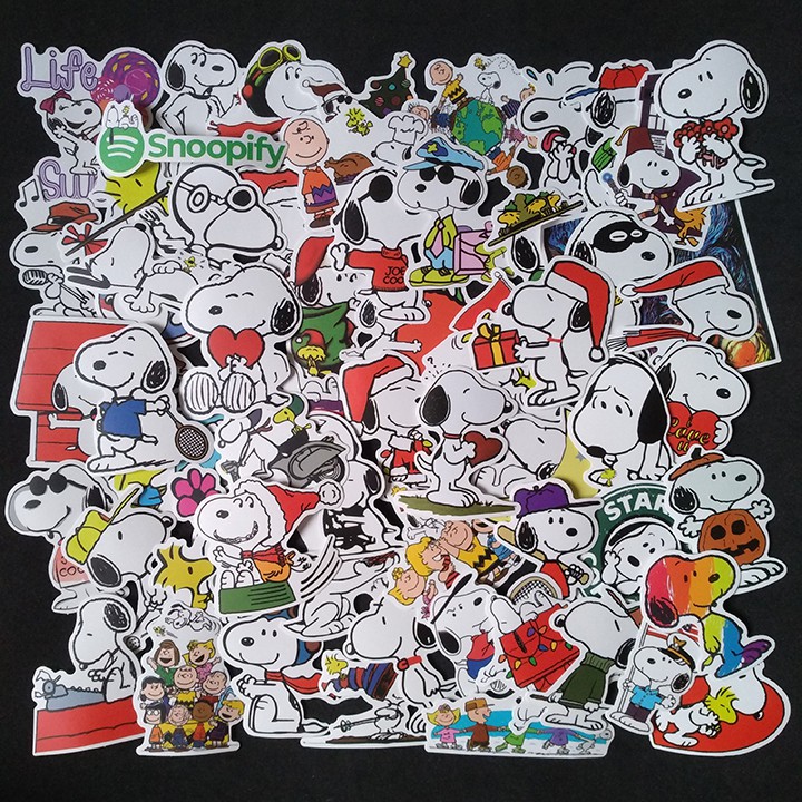 Bộ Sticker dán cao cấp chủ đề SNOOPY - Dùng dán Xe, dán mũ bảo hiểm, dán Laptop...