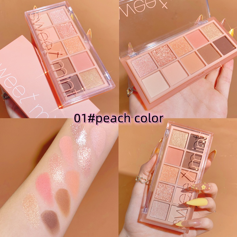 Bảng Phấn Mắt Sweet Mint 10 Màu Lấp Lánh Chống Thấm Nước Lâu Trôi