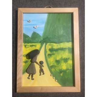 Tranh đá sỏi handmade trang trí quà tặng hình mẹ và con trai