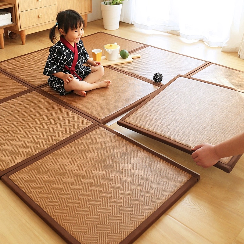Có thể được nối thảm trải sàn Làm bằng tre tự nhiên 60x60cm chiếu mây tatami mùa hè dày chống trượt thoáng mát thảm lau chân thảm trải sàn phòng ngủ thảm trải sàn phòng khách