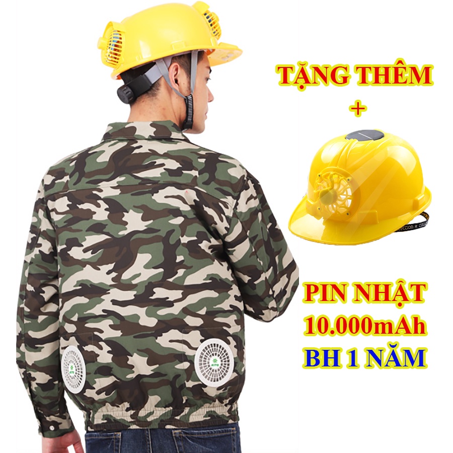 Áo Điều Hòa Nhật Bản KITO Chính Hãng, Áo Cotton, Pin Nhật 20.000mAh, 2 Quạt Công Suất 7.4V