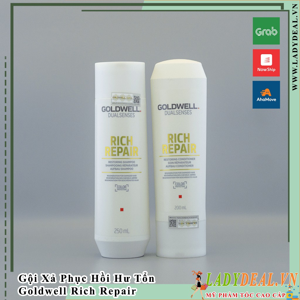 Gội Xả Goldwell rich repair phục hồi tóc hư tổn 200ml + 250ml