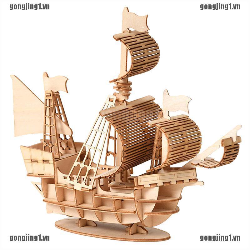 Bộ Xếp Hình Thuyền Buồm 3d Bằng Gỗ