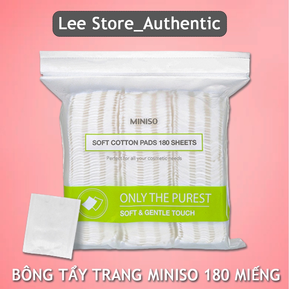 Bông tẩy trang miniso Nhật Bản 180 miếng