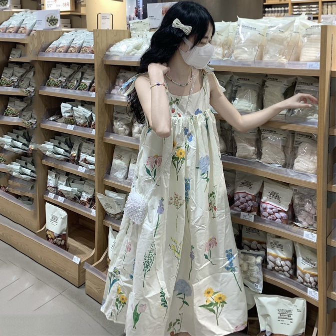 Đầm Hai Dây Dáng Ôm In Hoa Phong Cách Hàn Quốc Thời Trang Mùa Hè Xinh Xắn Cho Nữ