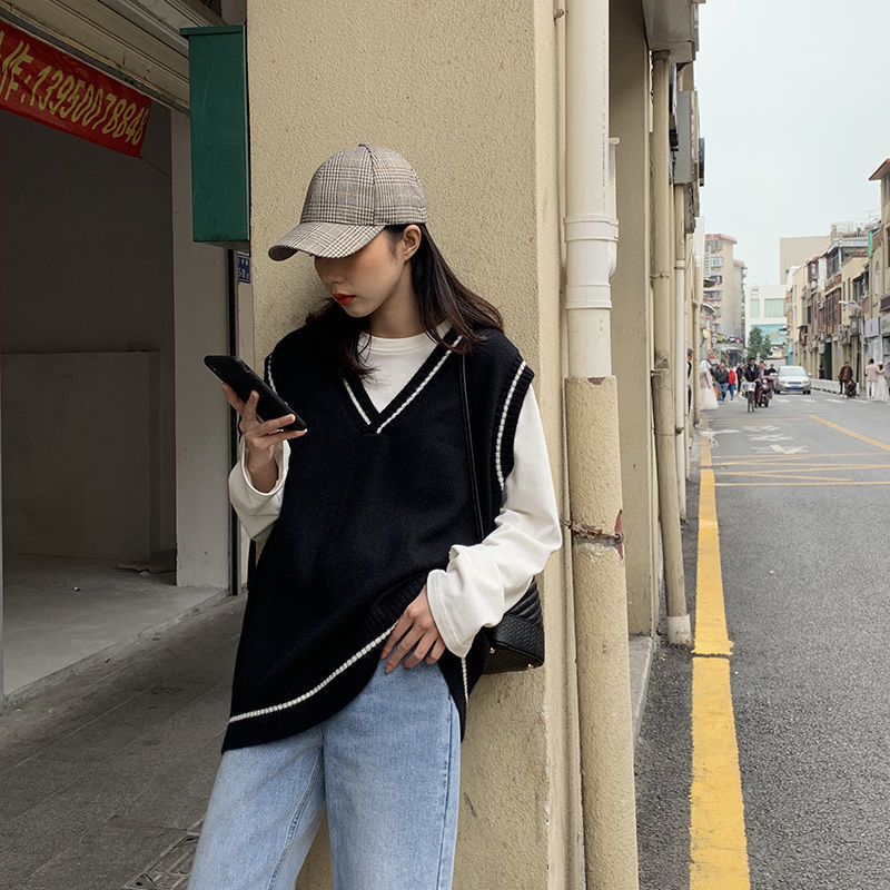 Áo Dệt Kim Nữ Cổ Chữ V Dáng Rộng Phong Cách Hàn Quốc