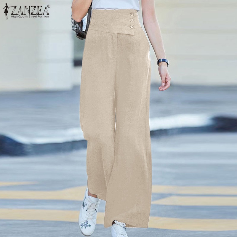 Quần dài Zanzea ống rộng khóa kéo trước thời trang