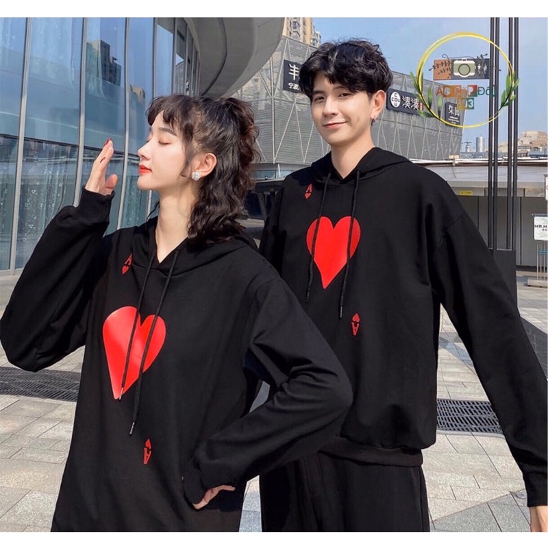 ❤️Áo đôi hoodie in tim ❤️ cho cặp đôi đi chơi, chụp ảnh đẹp (có ảnh thật)