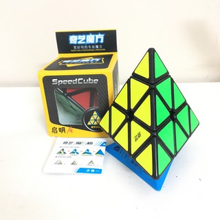 Đồ Chơi Rubik Biến Thể Pyraminx Dạng Kim Tự Tháp 3x3 - Viền Đen Kèm Giá Đỡ